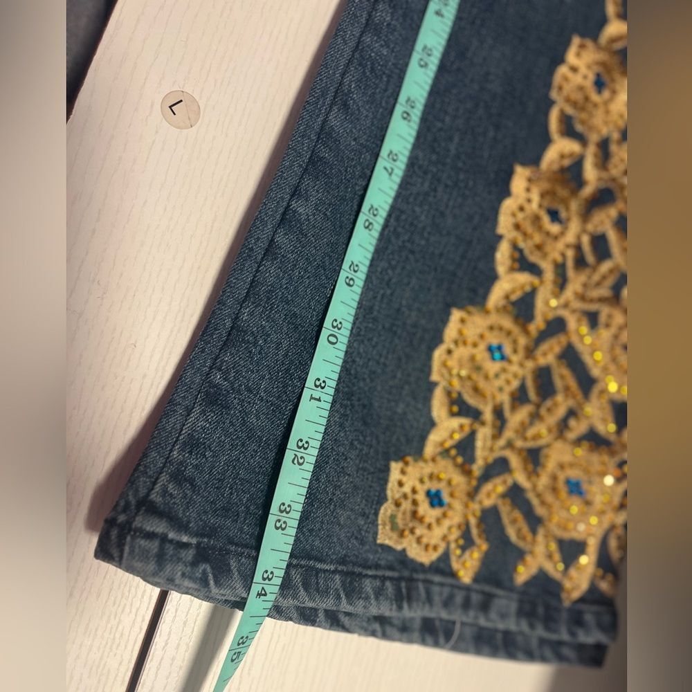 NWOT Cache Blue Denim Jeans Vintage Embroidered Bootcut Y2K Sz 8 - READ - Picture 9 of 11
